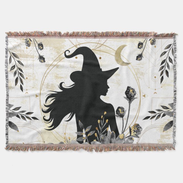 Modern contemporary Halloween witch 3 Throw Blanket (Front)