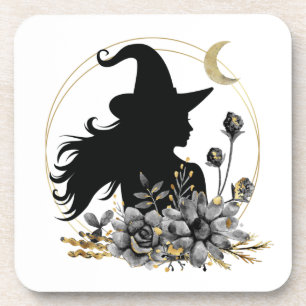 Modern contemporary Halloween witch Coaster