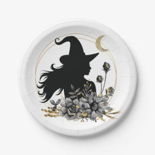 Modern contemporary Halloween witch Paper Plate