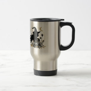 Modern contemporary Halloween witch Travel Mug