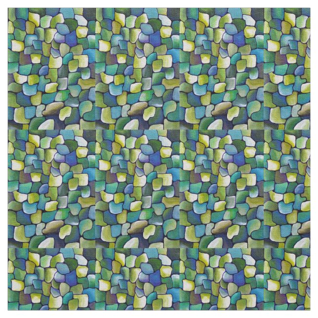 Modern  Contemporary Hand-painted  Green Pattern Fabric (Swatch)