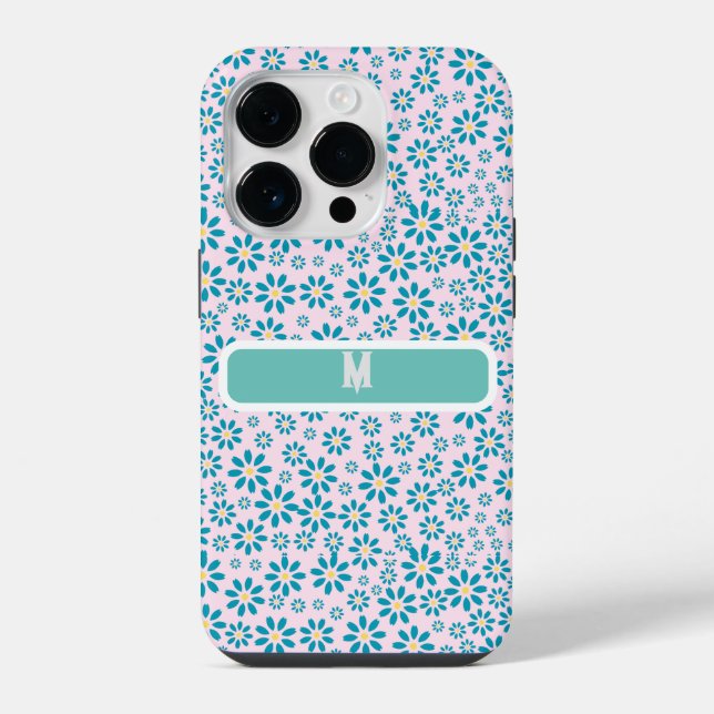 Modern Contemporary Initial Daisy Flower iPhone Case (Back)