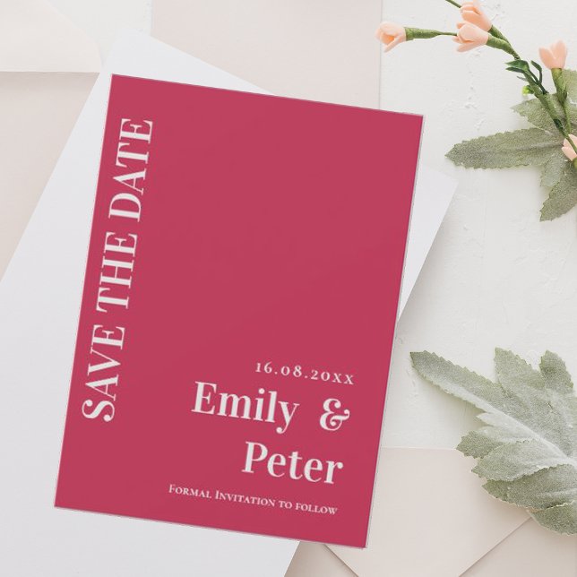 Modern Contemporary Magenta Minimalist Wedding Save The Date (Creator Uploaded)