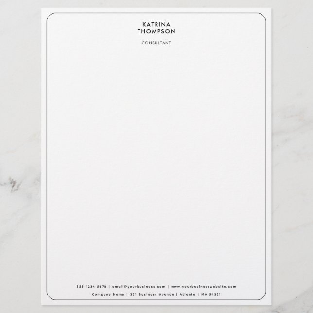 Modern Contemporary Minimalist Business Corporate Custom Letterhead (Front)