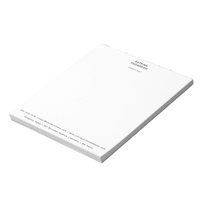 Modern Contemporary Minimalist Business Corporate Notepad (Rotated)