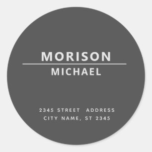 Modern contemporary minimalist return address clas classic round sticker