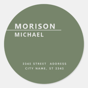 Modern contemporary minimalist return address  classic round sticker