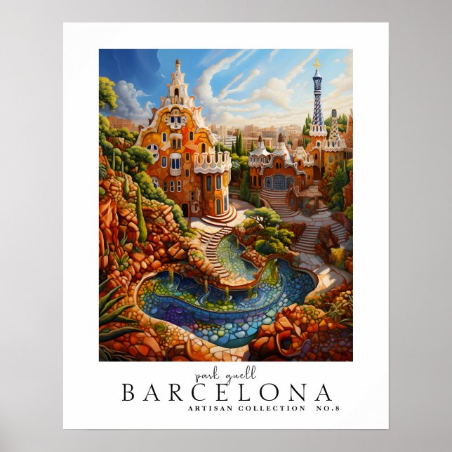 Modern contemporary Park Guell Barcelona abstract Poster (Front)
