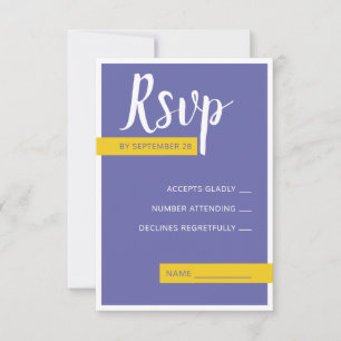 Modern Contemporary purple yellow wedding minimal RSVP Card