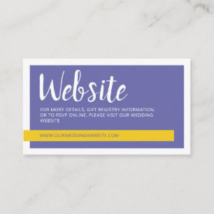 Modern contemporary purple yellow wedding website enclosure card