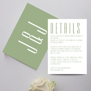 Modern Contemporary Sage Green White Wedding Enclosure Card