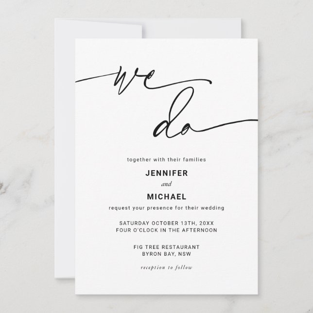 Modern contemporary wedding invitation (Front)