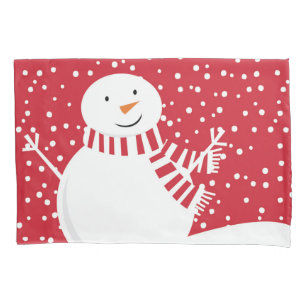 modern contemporary winter snowman pillowcase