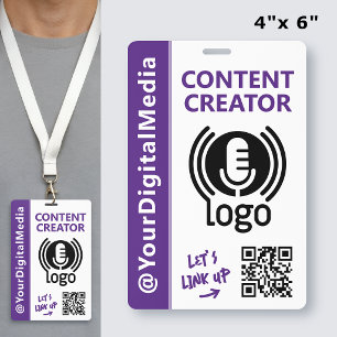 Modern Content Creator Networking ID Purple Pass Badge