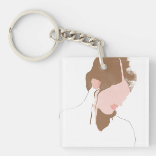 Modern Contour Portrait Key Ring
