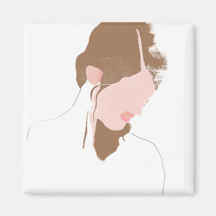 Modern Contour Portrait Magnet
