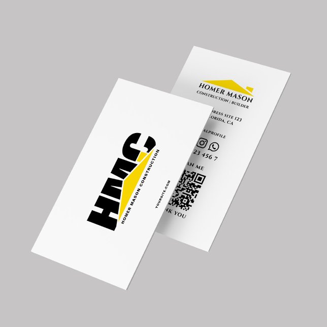 Modern Contractor Construction Builder Carpenter  Business Card (Creator Uploaded)