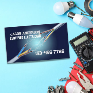Modern Contractor Electrical Service Electrician  Business Card