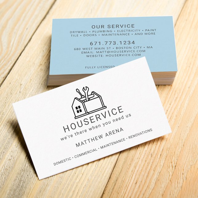 Modern Contractor Maintenance Service Business Card (Modern Contractor Maintenance Service Business Card)