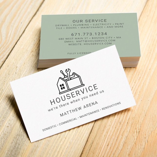 Modern Contractor Maintenance Service Business Card (Modern Contractor Maintenance Service Business Card)