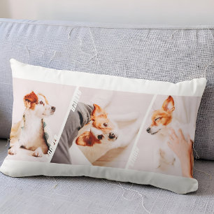 Modern Cool 3 Photo Names Collage Multi Pet Owner Lumbar Cushion