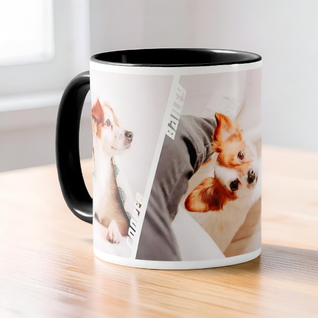 Modern Cool 3 Photo Names Collage Multi Pet Owner Mug (Creator Uploaded)