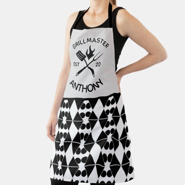Modern Cool Adult Rustic GRILLMASTER Custom  Apron (Insitu)