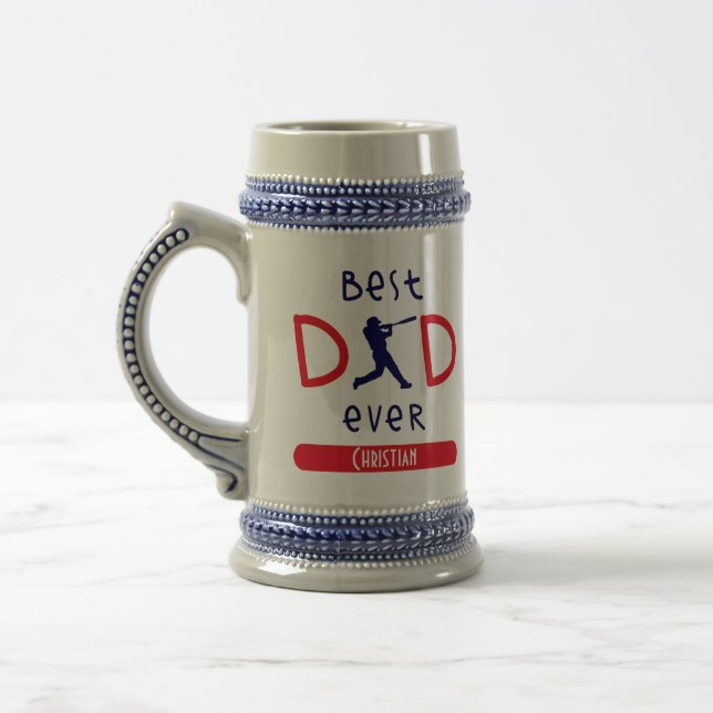 Modern Cool Baseball Best Dad Ever Fathers Day Mug (Left)
