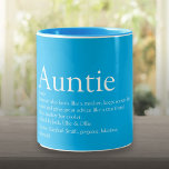 Modern Cool Best Ever Aunt Auntie Definition Two-Tone Coffee Mug<br><div class="desc">Personalise for your Aunt or Auntie to create a unique gift. A perfect way to show her how amazing she is every day. You can even customise the background to their favourite colour. Designed by Thisisnotme©</div>