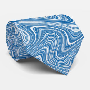 Modern Cool Blue White Silver Grey Curvy Lines Tie