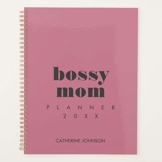 Modern Cool Bossy Mum Blush Pink Personalised Planner (Front)