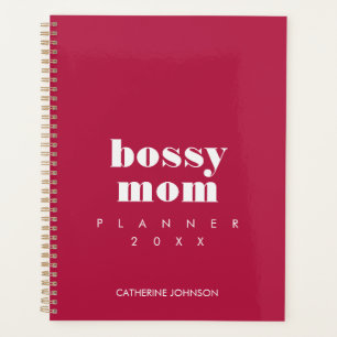 Modern Cool Bossy Mum Red Burgundy Personalised Planner
