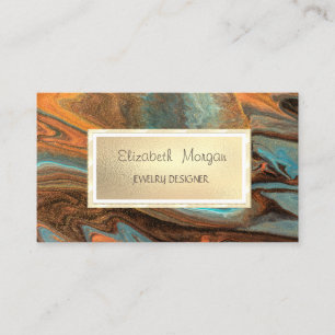 Modern Cool Brown Marble, Frame Jewellery Designer Business Card