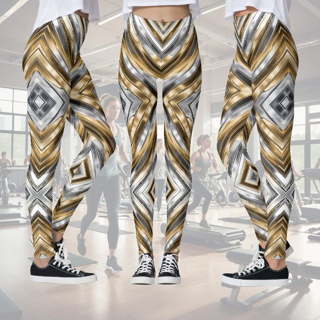 Modern, cool, chic, silver and gold stripe pattern leggings (Creator Uploaded)