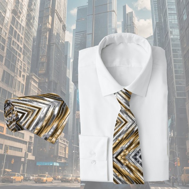 Modern, cool, chic, silver and gold stripe pattern tie (Creator Uploaded)
