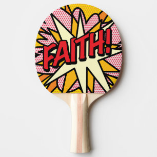 Modern Cool Comic Book Pop Art FAITH Ping Pong Paddle