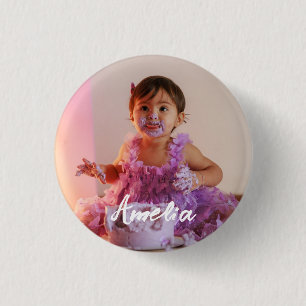 Modern Cool Custom Photo Birthday 3 Cm Round Badge