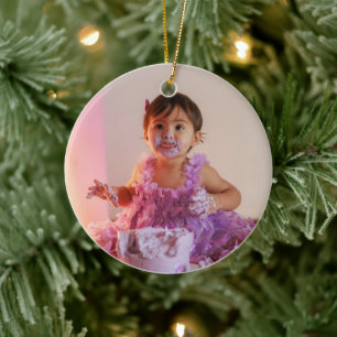 Modern Cool Custom Photo Birthday Ceramic Tree Decoration