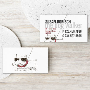 Modern Cool Dog Walker White Profile Card Template