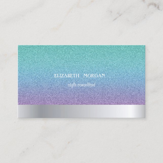Modern Cool Elegant Professional Glitter Ombre Business Card (Front)