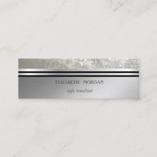 Modern Cool Elegant Professional Silver , Stripe Mini Business Card