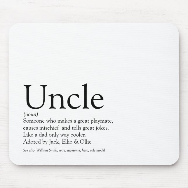 Modern Cool Fun Best Ever Uncle Funcle Definition  Mouse Pad (Front)