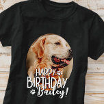 Modern Cool Fun Custom Pet Photo Birthday Greeting T-Shirt<br><div class="desc">Design is modern and simple. Add a custom photo of your pet and add his/her name,  add a custom message</div>