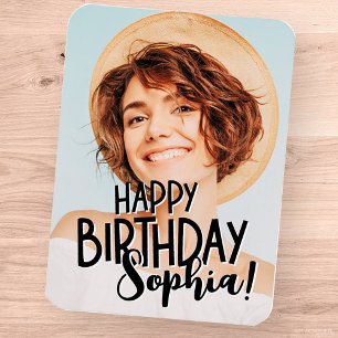 Modern Cool Fun Custom Photo Birthday Greeting Magnet