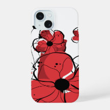 Modern Cool Girly Red and Black Flowers