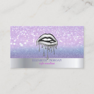 Modern Cool Glitter Bokeh Ombre Lips Business Card