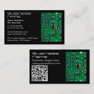 Modern Cool Gold Green Circuit Computer Repair  Business Card