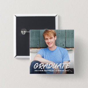 Modern Cool Graduation Announcement Photo 15 Cm Square Badge