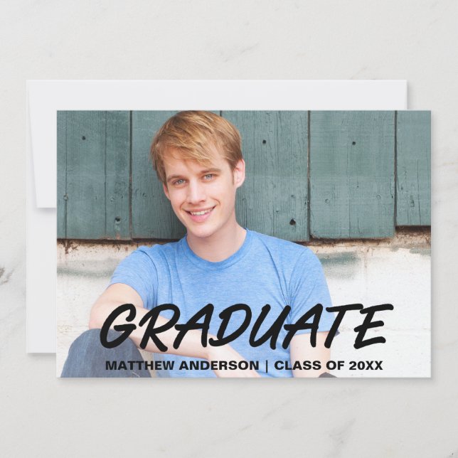 Modern Cool Graduation Announcement Photo Card (Front)