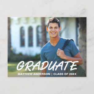Modern Cool Graduation Announcement Photo W Postcard